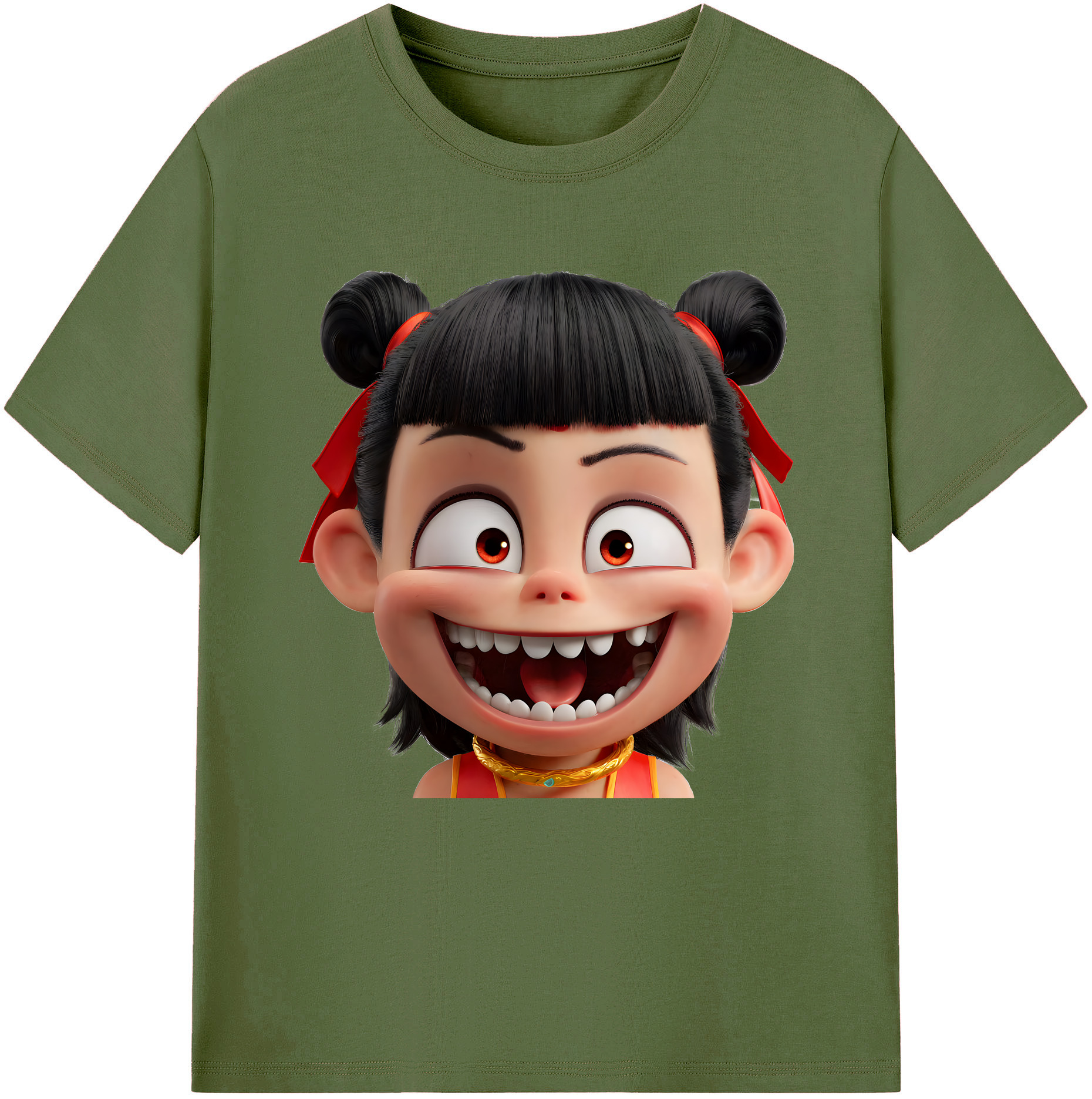 （画像用） Ne Zha 2 ナタ 魔童の大暴れ 綿100％半袖Tシャツ（フロントプリント）